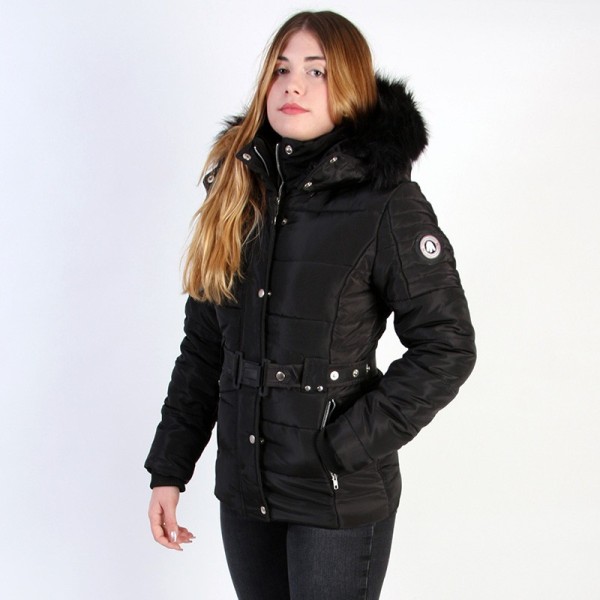 Abrigo Lady Jon Original Free Norway – Modelo Negro con Capucha de Pelo