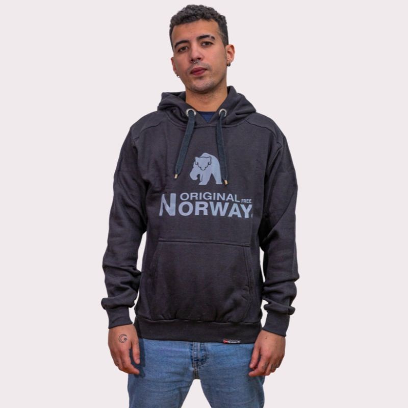 Sudadera Beer Original Free Norway Navy con capucha | Diseño nórdico