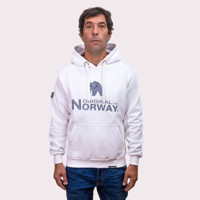 Sudadera Beer Original Free Norway blanco con capucha | Diseño nórdico