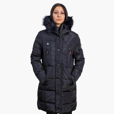 Abrigo Díaz Women Original Free Norway – Negro con Capucha de Pelo | A