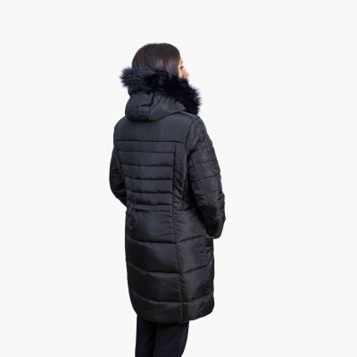 Abrigo Díaz Women Original Free Norway – Negro con Capucha de Pelo | A